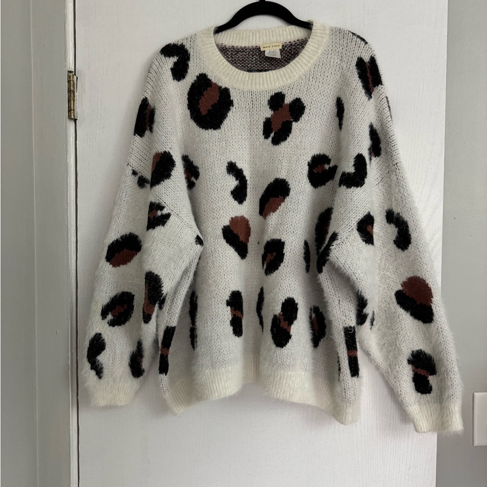 Main Strip Cream and Black Leopard Sweater
